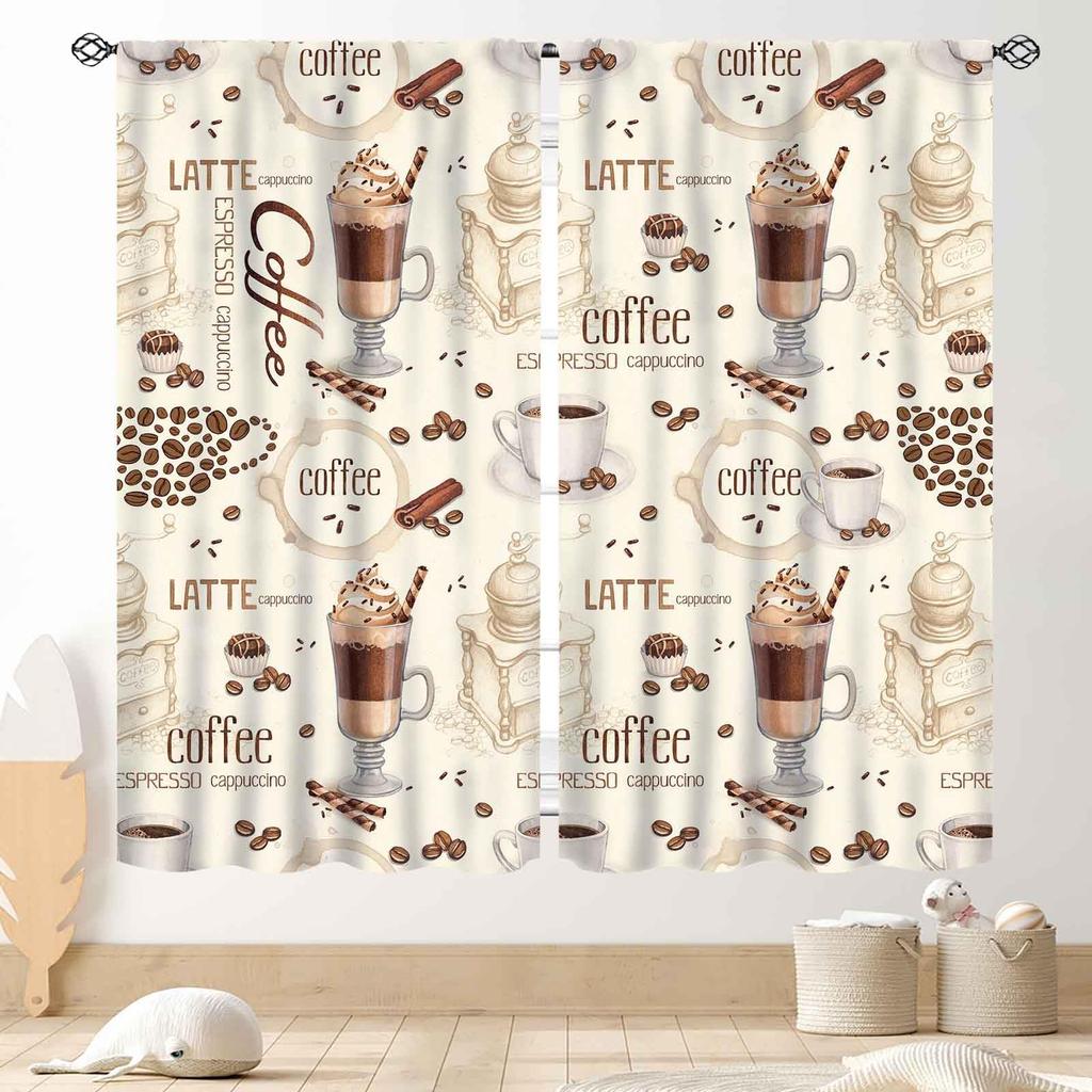 Retro Tableware Kitchen Text Curtain Panels,Distressed Wood Fork Spoon Sweet Home Slogan Full Print Drapes For Bakery Cafe Decor