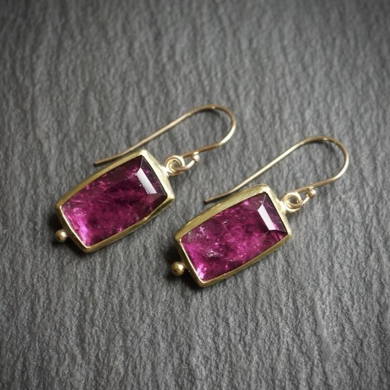 Jianjie Women's Charming Cut Rose Red Zirconia Inlay Pendant Earrings Elegant Banquet Dainty Ear Jewelry  Trend