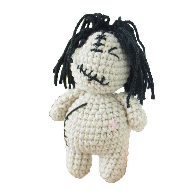 Funny Handmade Knitted Black/White Ghost Desktop Ornament Gift Crochet Positive Energy Ghost Doll Halloween Home Decoration