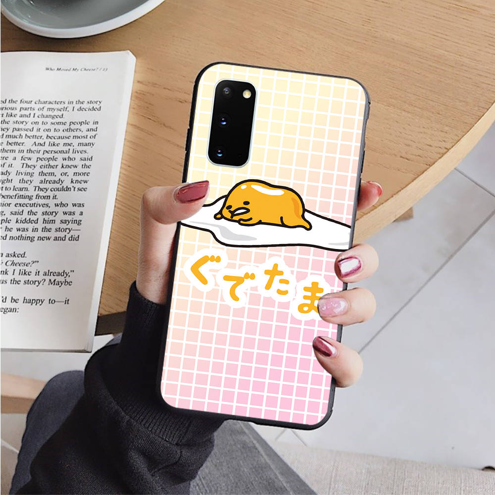 AH37 Lazy Egg Gudetama Schwarze Hülle für Samsung Note 20 Lite S24 Ultra S23 S22 A05 A06 A11 A71 A15 A16 A13 A24 A25 A33 A52 A53 M55 M35 Softhülle