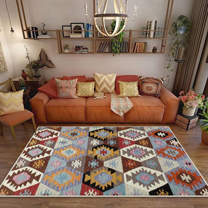 Böhmisch Große Größe Rutschfest Dekoration Zuhause Wohnzimmer Teppich Weich Faltbar Raumdeko Schlafzimmer Teppich Einfache Reinigung Sofa Tischmatte
