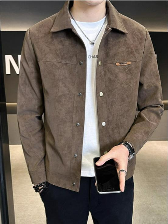 Men's Premium Suede Jacket — Trendy Autumn/Winter 2025 Lapel Shirt Style