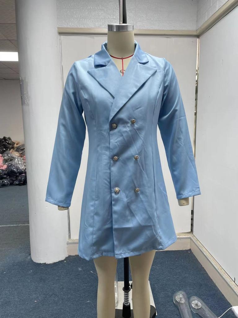 Women's Autumn And Winter Long Sleeve Solid Color Double-breasted Thin Small Suit Jacket