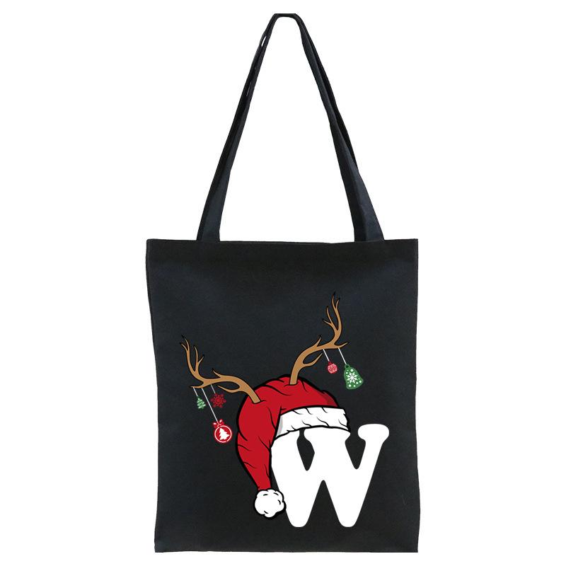 Christmas 26 English Letter Printing Tote Bag Shoulder Bag Women's New Large Capacity Go Out Portable