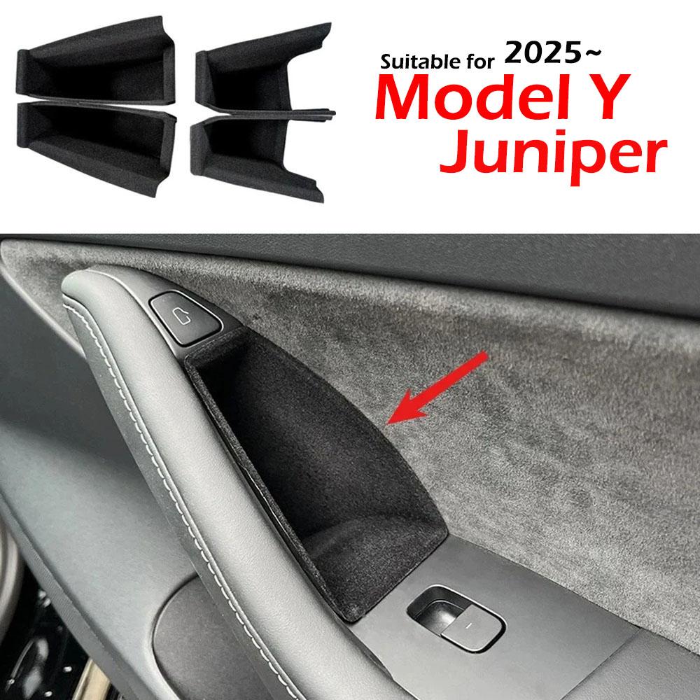Side Door Handle Storage Box for Tesla Model Y Juniper 2025 2026 Door Slot Pockets Tray Organizer Interior Accessories