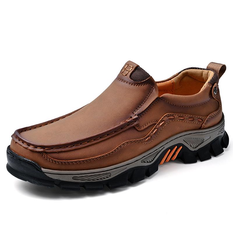Plus-Size Men s Thick Sole Wear-Resistant Leather Shoes - Outdoor Casual Slip-On Size 47