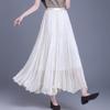Elegant Glossy Pleated Elastic Waist Midi Skirt