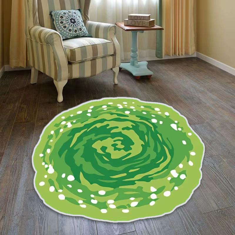 Dreamy Vortex Carpet - Yellow and Green Double-Colored Spot Design for Living Room and Bedroom - Modern Home Decoration