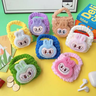 New Labubu Plush Wallet Hand Knitted Bluetooth Earphones Data Cable Storage Bag Protective Cover CLE