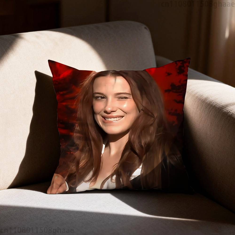 Millie Brown Stranger Kissenbezug Kissenbezug Wohnzimmer Sofakissenbezug Geeignet für Zuhause Schlafzimmer Raumdekoration