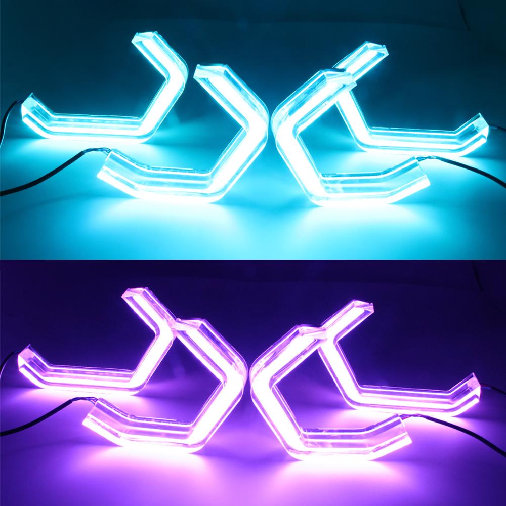 2 buc LED Hexagonal Angel Eye RGB Semnalizator Lumini de Zi Bluetooth App Pentru Faruri Auto 60/70/80/90mm.