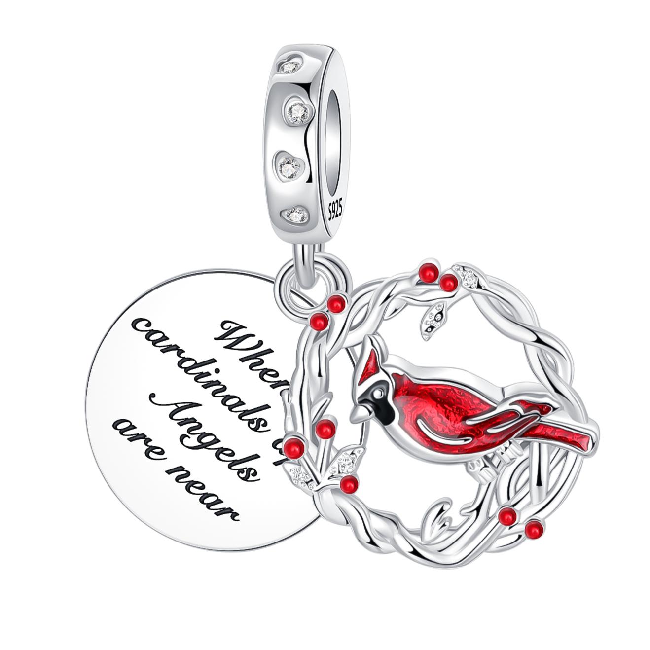 

Copper Metal Cardinal Love Bird Red Pendant Bead Component Charm Bead Component Compatible With Charm Bead Components Bracelets Women Do It Yourself