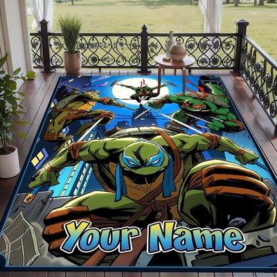 Custom Text Teenage Mutant Ninja Turtles Pattern Floor Rug Soft Indoor Carpet Mat Living Room Bedroom