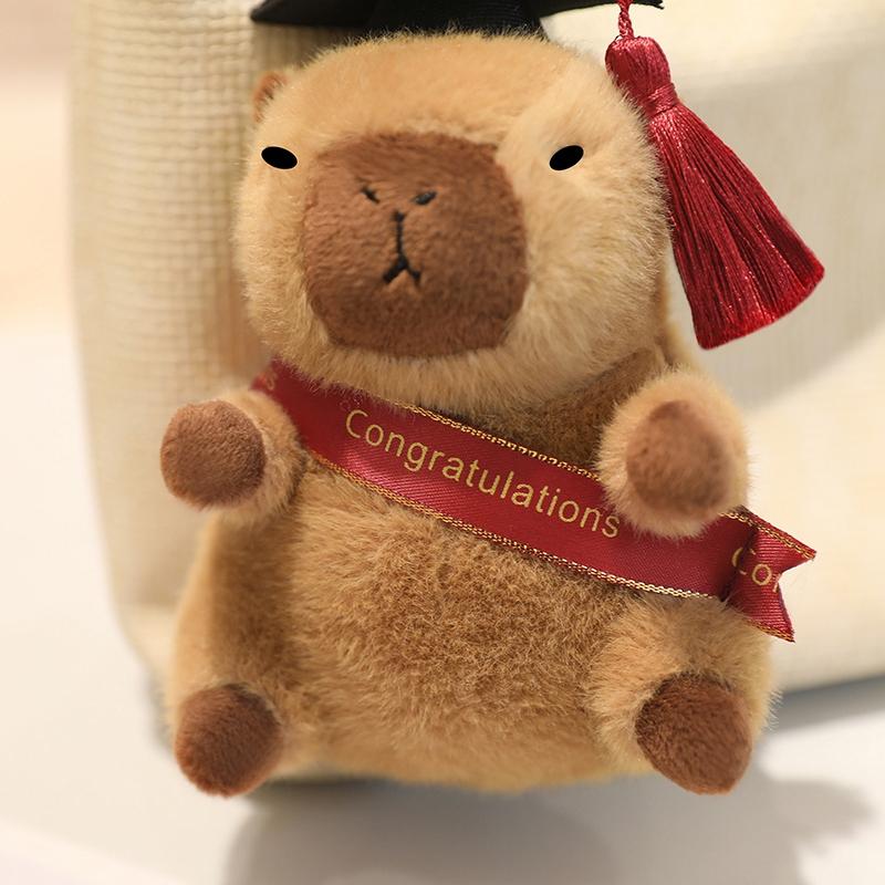Dr. Capybara Hanging Accessories Cute Animal Stuffed Plush Toys Congratulations Capybara Keychain Backpack Charm Doll Gifts
