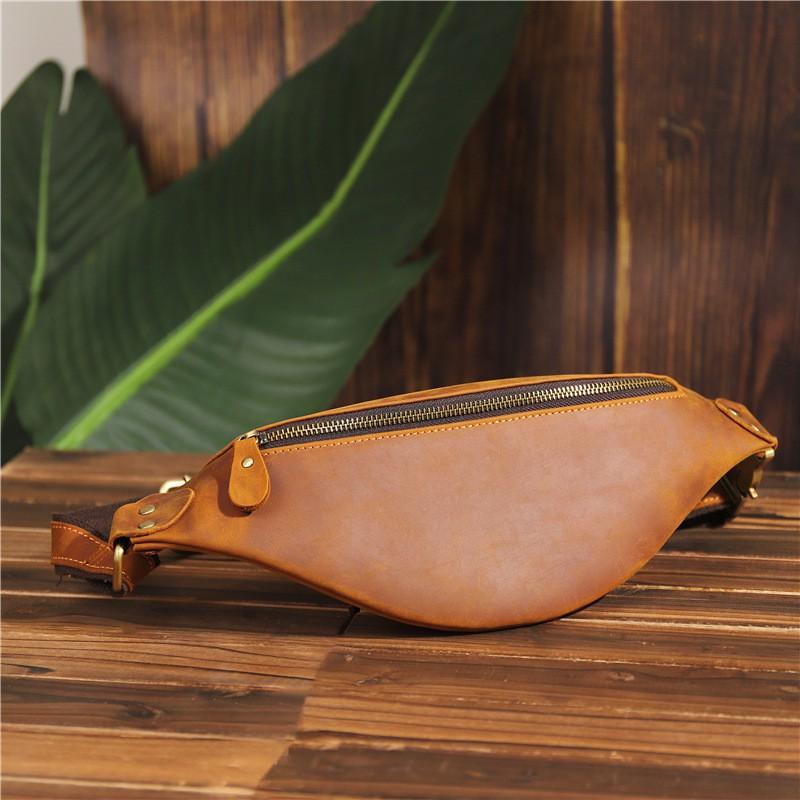 Cowhide Men's Waist Bag Genuine Leather Shoulder Chest Fashionable Soft Trendy Sports