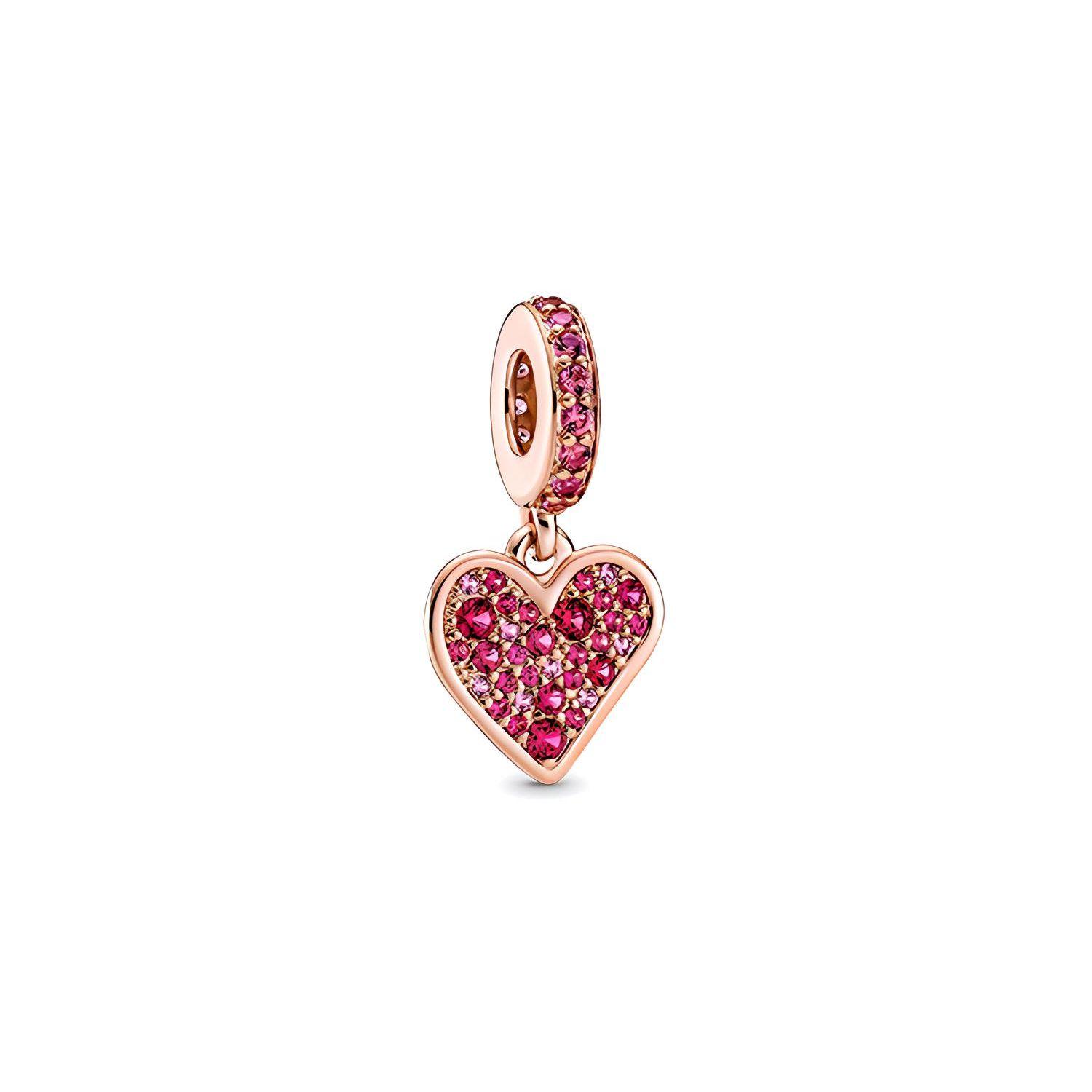 Pandora Rose Pavé Hand-Painted Heart Charm Women Charm Rose-Gold 789565C01 Rose Gold,F