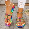 Fashion 2024 Hot Sale Women's Shoes Open Toe Women's Slippers Summer Colorful Transparent Rhinestones Outdoor Flat Casual Beach Slippers