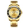 Wristwatch 30M Water Resistant Watch Date Luminous Reverse Rotation Prevention Bezel Dial Metal Band Quartz O.H Diver's Men's (Gold)