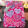 Love Duvet Cover Set Heart Shaped Pattern Romantic Theme Comforter Cover with Pillowcases for Girls Women King Queen Full Size