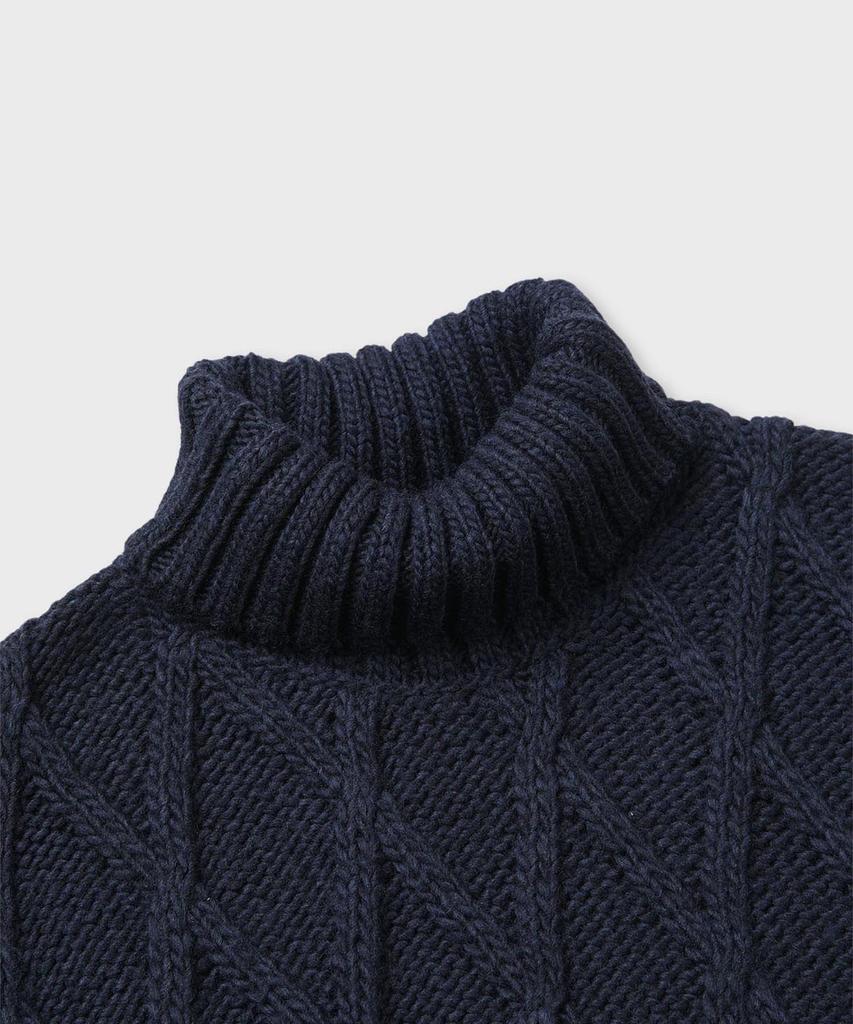 PANICALE Diamond Pattern Turtleneck Sweater [Navy]