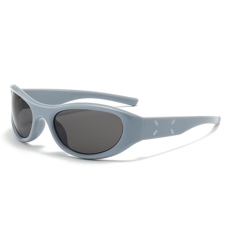 

Punk Style Oval Pc Sunglasses With Uv400 Protection For Outdoor Sports And Fashion Statement BlueFrameGray