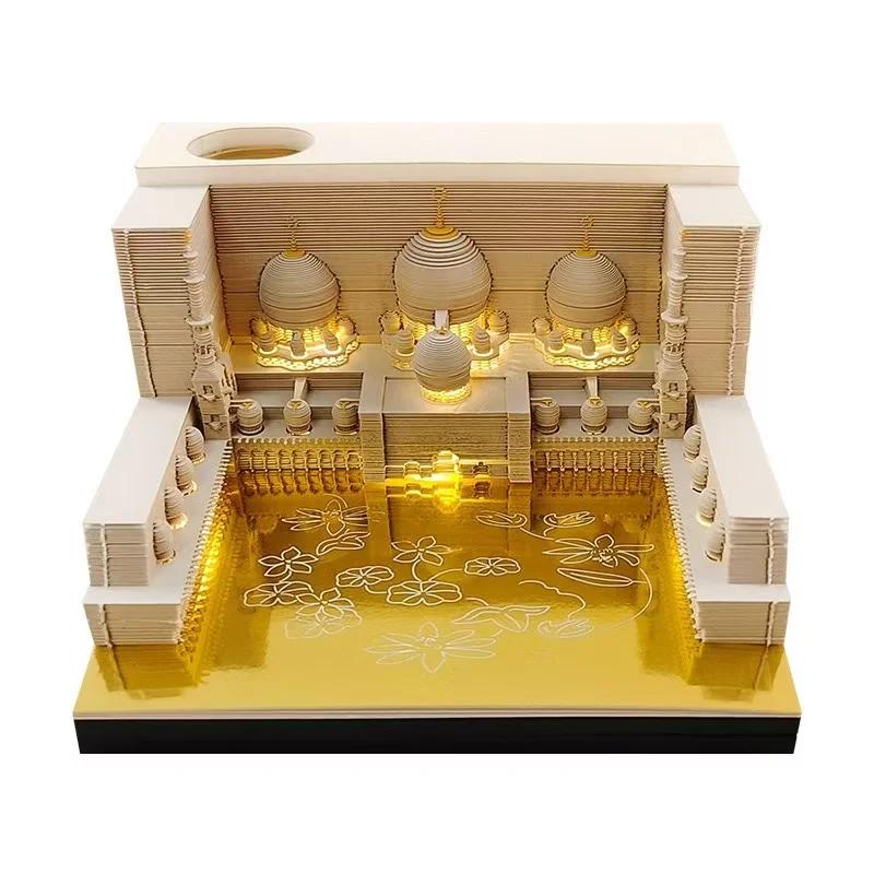 3D Memo Pad Art Fantasy Castle Shaped Desk Calendar Sticky Notes Card Craft Character Silhouette DIY Gift with Light Calendar