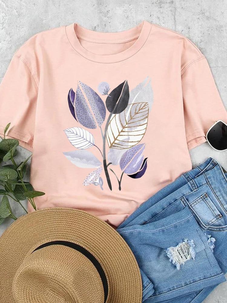 

Trend T-shirts Short Sleeve Plant Summer Beach Print Women Cartoon Casual Fashion Graphic Regular Tshirt Top Lady Travel Tee 4XL