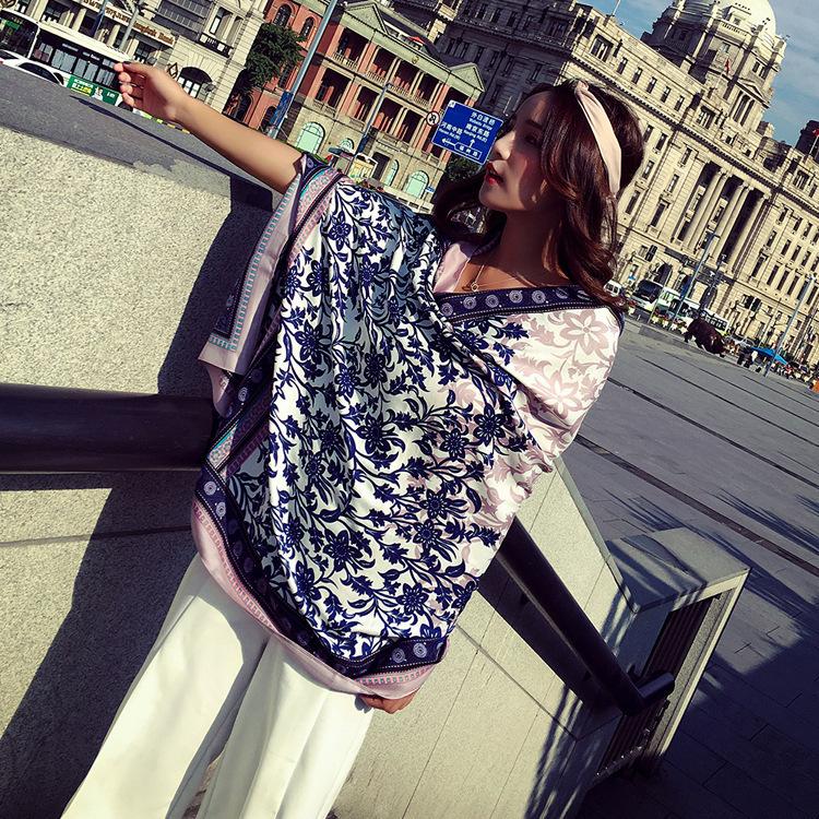 Ethnic Style Scarf, Sunscreen Shawl, Women's Summer Thin Style, Air Conditioner Silk Scarf, Fashionable Seaside Beach Scarf