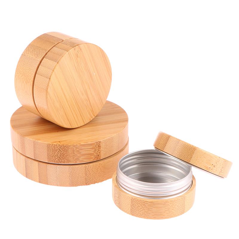 1Pc 30G 50G 100G Bamboo Bottle Cream Jar Nail Art Cream Refillable Cosmetic Makeup Container Bottle Storage Box