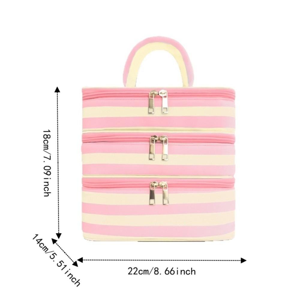 Polyester Multi-Layer Cosmetic Bag Macaron Color Makeup Bag Travel Storage Bag Holiday