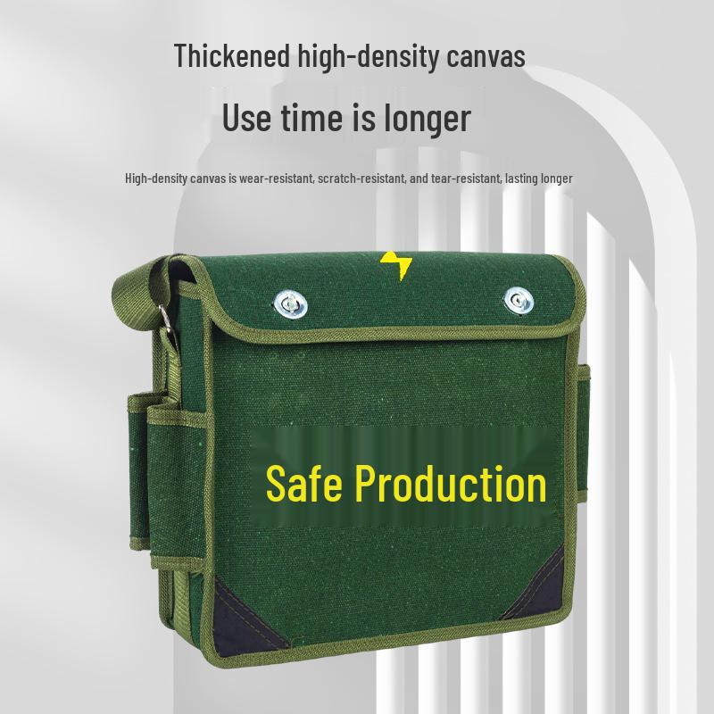 Heavy-Duty Canvas Electrician Tool Bag with Wear-Resistant Base for Multifunctional Storage