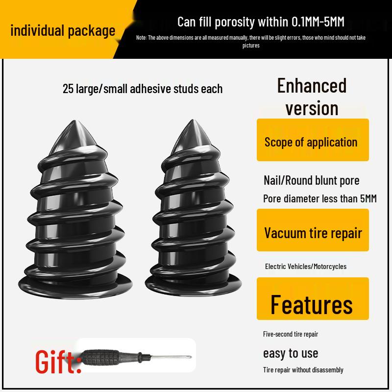 Universal Quick Repair Rubber Nails for Electric Car, Motorcycle, and Tricycle Tires - Non-Destructive and Vacuum-Compatible.