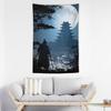 Large Wall Tapestry Samurai Anime Japanese Moonlight Ancient Architecture Wall Tapestry for Bedroom Living Room Art Aesthetic