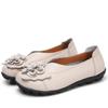 2023 Spring/Summer Women's Two-layer Cowhide Floral Flat Shoes - Comfortable and Stylish for Moms