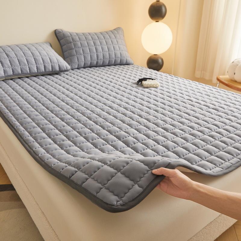 

Однотонный теплый наматрасник стеганый наматрасник бархатное постельное белье клетчатый защитный наматрасник на матрас наволочка не входит в комплект 90x100cm 1pcs