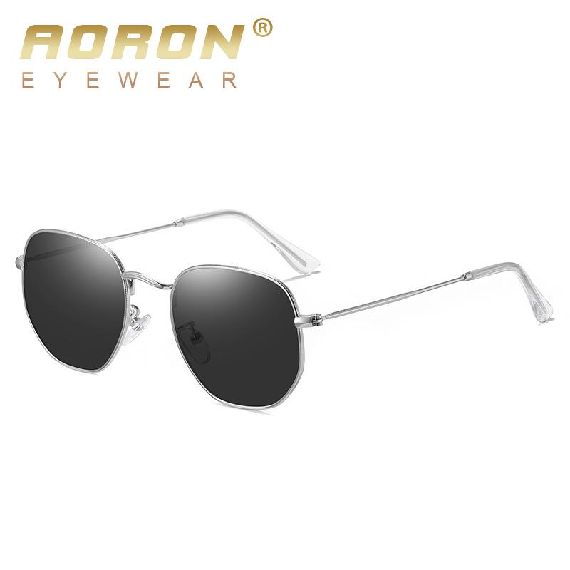 Men's Polygon Polarized Sunglasses - Colorful Metal Frame, Anti-UV, Anti-Blue Light, Flat Lens 3548