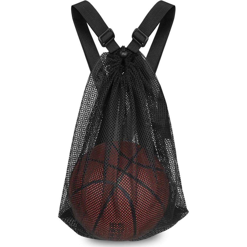 Single Ball Bag Basketball Mesh Bag Crossbody Storage Bags Basketball Backpack Carrying Case Gym Sacks Drawstring Mesh Backpack