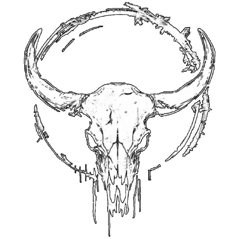 Black T-Shirt with Bull Skull Print for Casual Wear