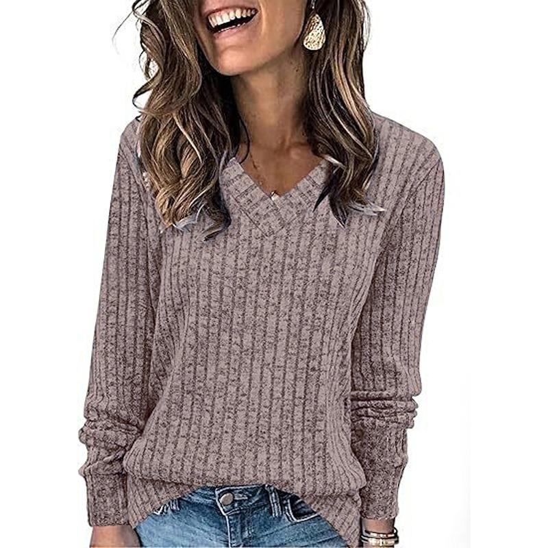 DICIFY Women's Fashion V-Neck Long Sleeve Autumn Winter Casual Blouses & Shirts