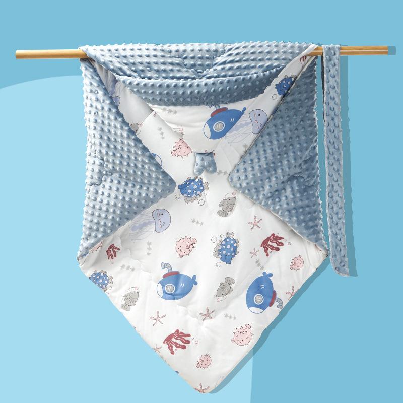 

Spring and Summer Baby Beanie Velvet Wrapping Newborn Four Seasons Anti-startle Hug Quilt Wrapping Baby Quilt Beanie Blanket