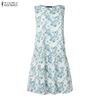 ZANZEA Women Casual Round Neck Sleeveless Floral Print Dress