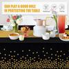 Childom 3 Pack Black and Gold Tablecloths for Events,54"x108" Plastic Table Cloths for Rectangle Tables,Disposable Party Table Covers for New Years