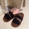 Premium fluffy slippers women's wear new autumn and winter thick-soled heightening casual plush cotton slippers