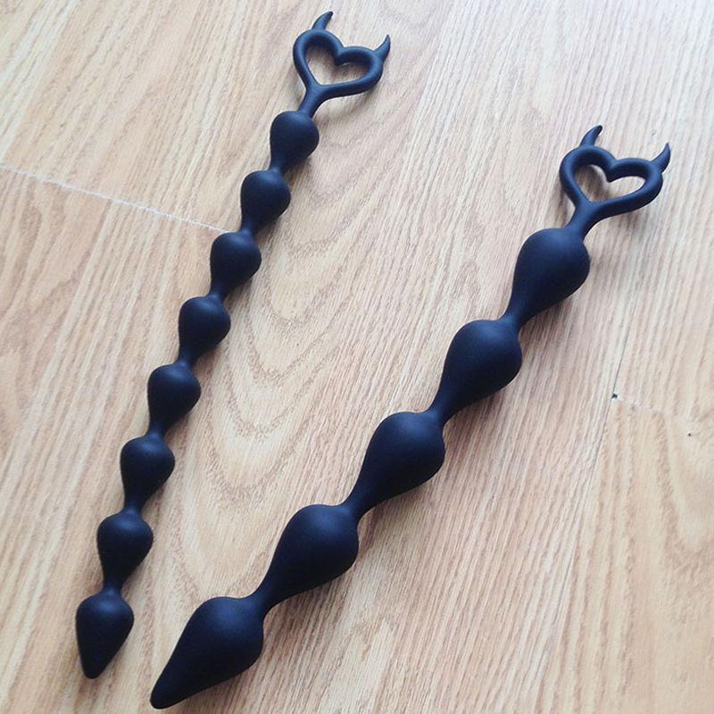Silicone Back Court Pull Beads Anal Plug Tail Super Long Devil Pull Beads Anal Masturbation Device Anal Beads Couple Sex