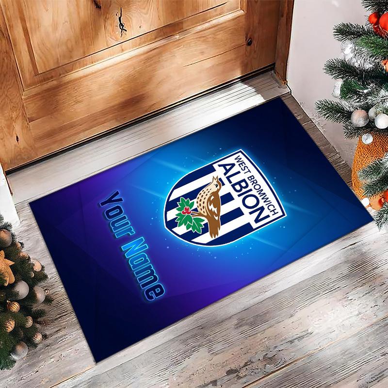 West Bromwich Albion FC Printed Crystal Velvet Rug Non‑Slip Crystal Velvet Carpet For Sofa Bedroom Indoor Home Decoration