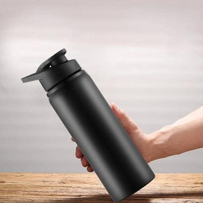 24oz Tragbare Sportwasserflasche Edelstahl Trinkbecher Radfahren Outdoor Reise Fahrradkessel Schwarz