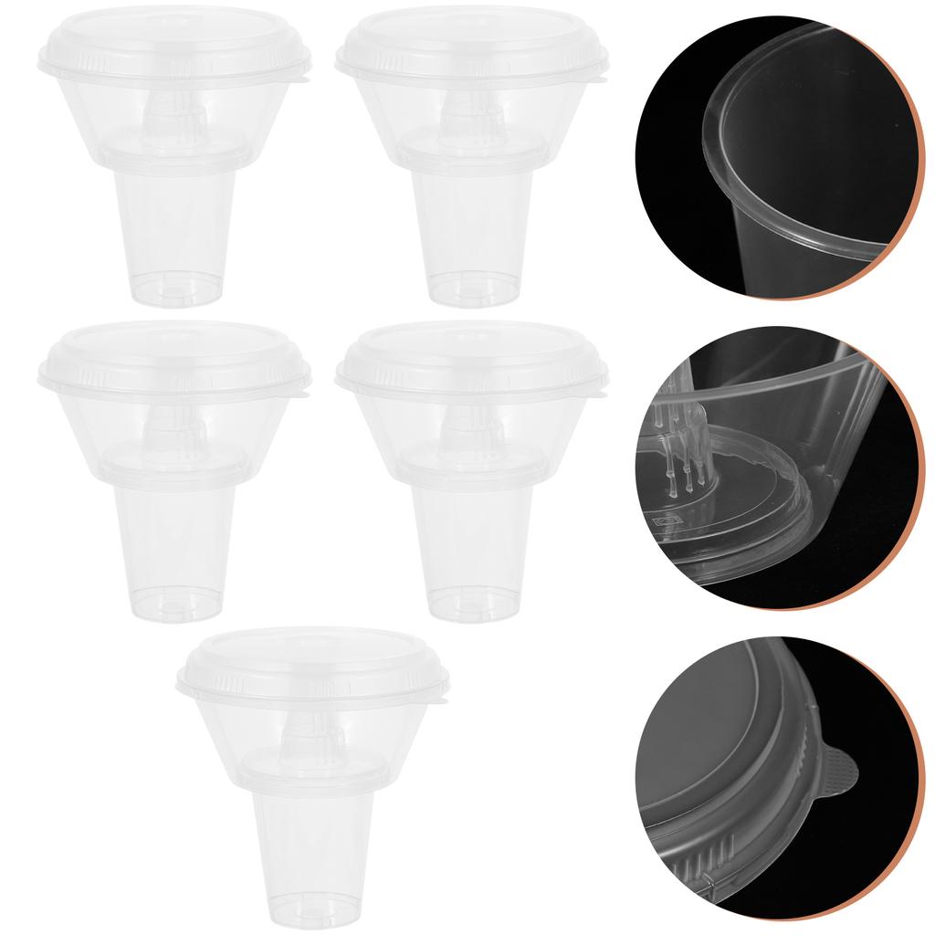5 Sets Portable Food Bowl with Snack Holder Lids Creative Beverage Cup for Smoothie Drinks Compact Snack Accessory for Parties