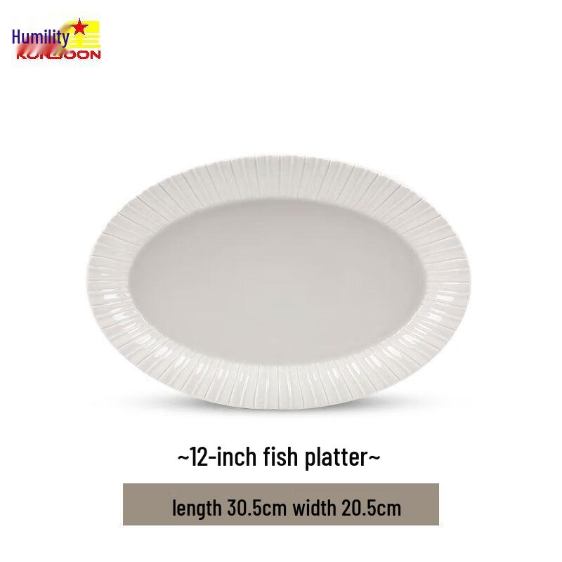 Embossed Ceramic Fish Plate Set