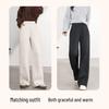 Baleno Women's Herringbone High-Waist Warm Straight-Leg Casual Pants
