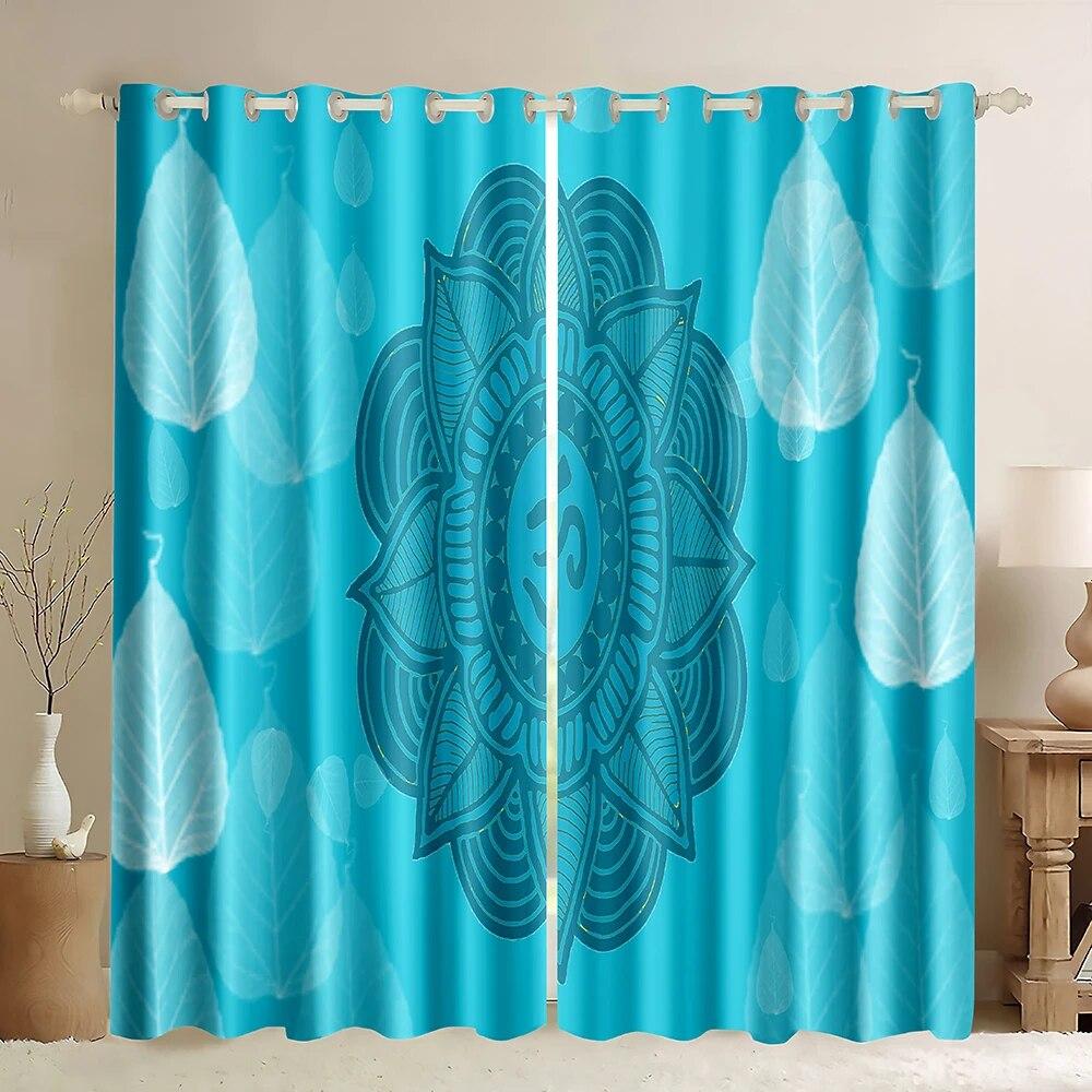 3D Tisk Černý a Zlatý Mandala Závěs 2 Kusy Doprava Zdarma Tenké Závěsy Pokoj Boho Luxusní Značka Dekor Ložnice Obývací Pokoj